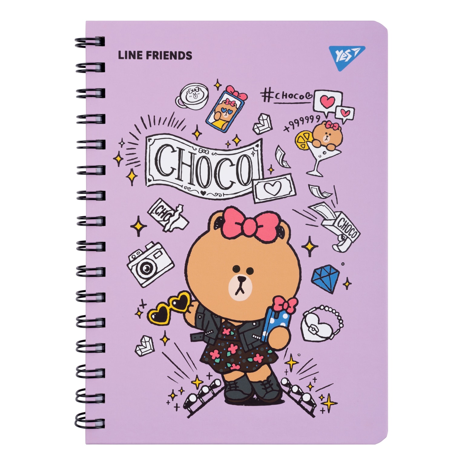 Блокнот YES А5, 80 арк., подв. cпіраль з гумкою Line Friends Choco 151771 77564 YES