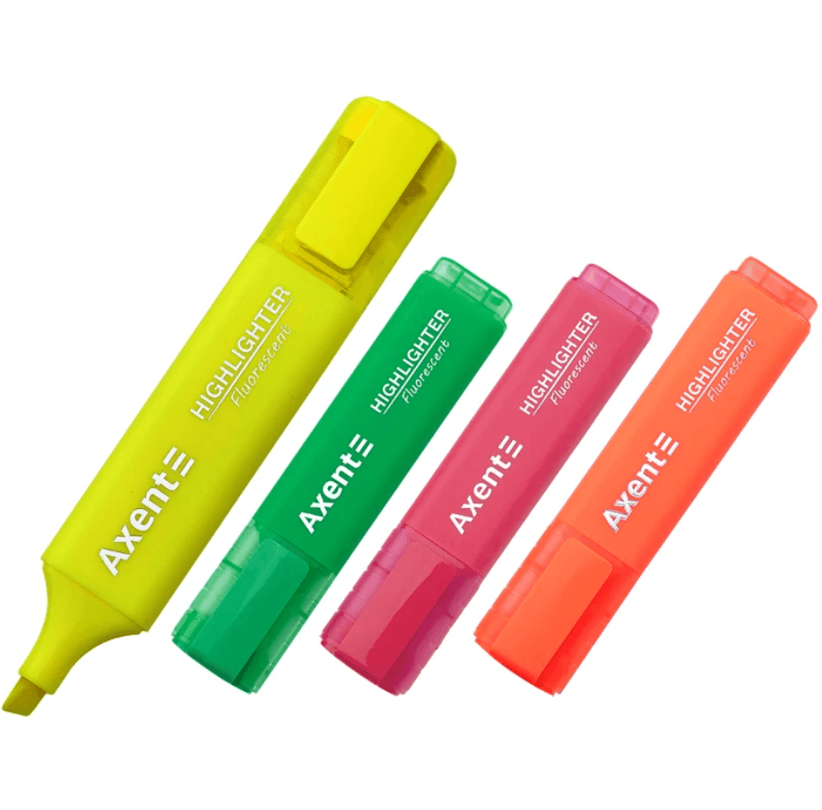 Набір тектових маркерів 4 шт. Axent Highlighter 2537-40-A, 1-5 мм 85882 Axent Німеччина