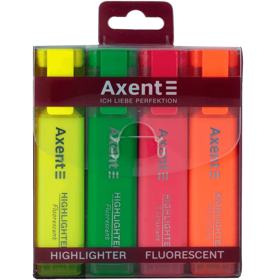 Набір тектових маркерів 4 шт. Axent Highlighter 2537-40-A, 1-5 мм 85882 Axent Німеччина
