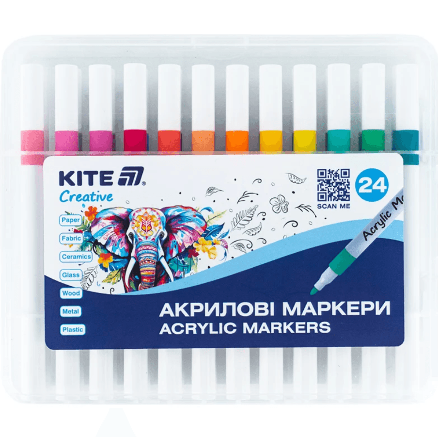Маркери акрилові 24 кол. Kite Creative K-1157 97789 Німеччина