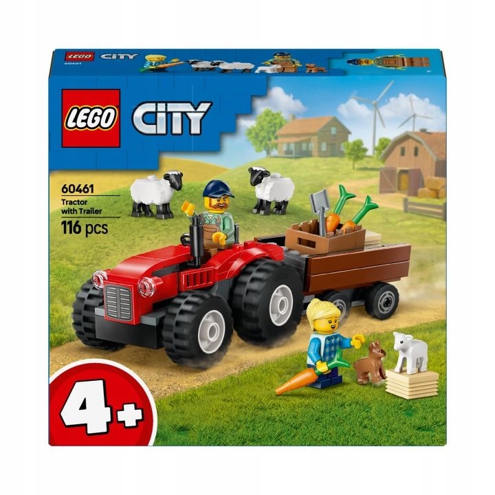 Lego Міський червоний трактор з причепом та вівцею 60461 90765 Данія