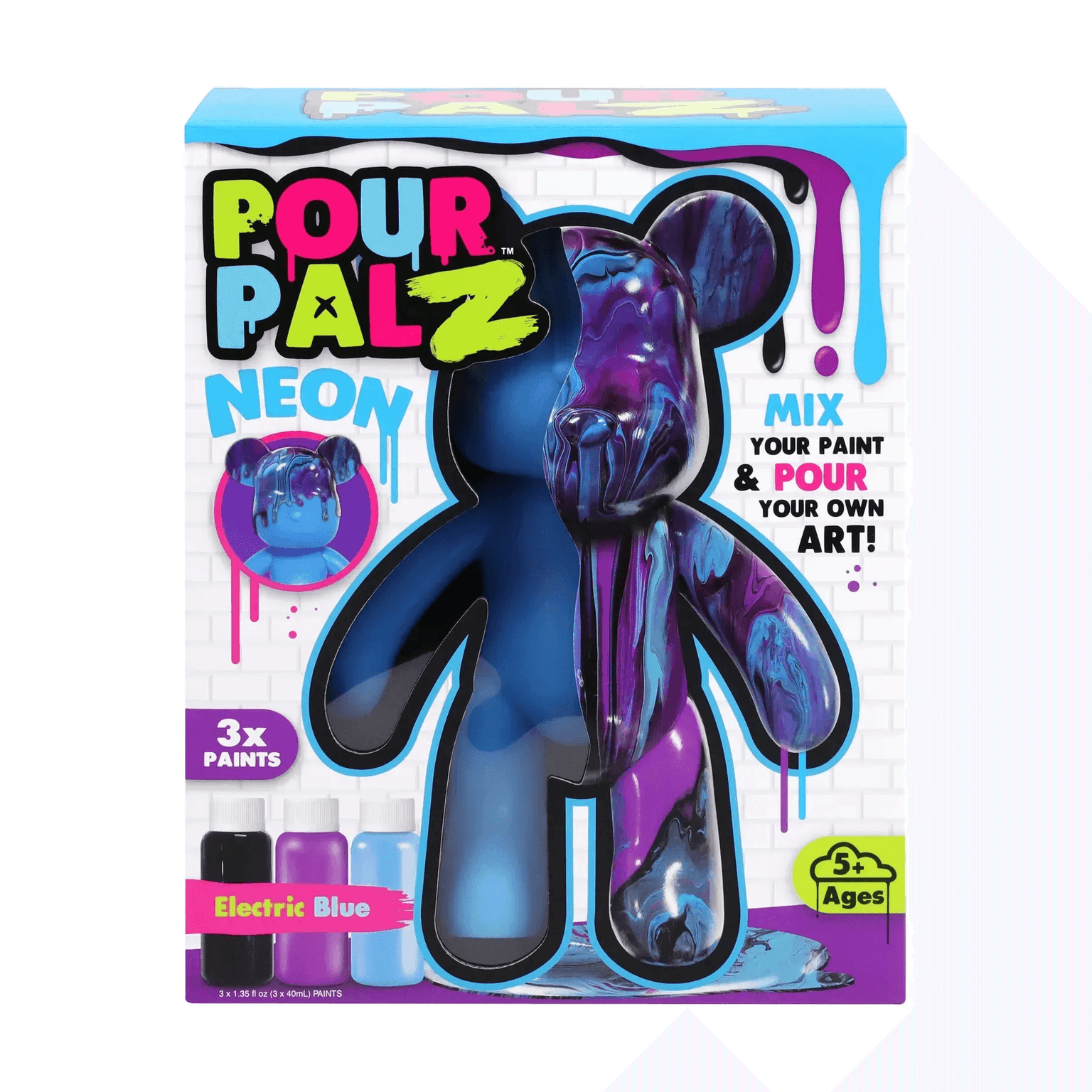 Pour Palz Набір для творчості флюїд арт "Ведмедик: Electric Blue" 94156 Китай