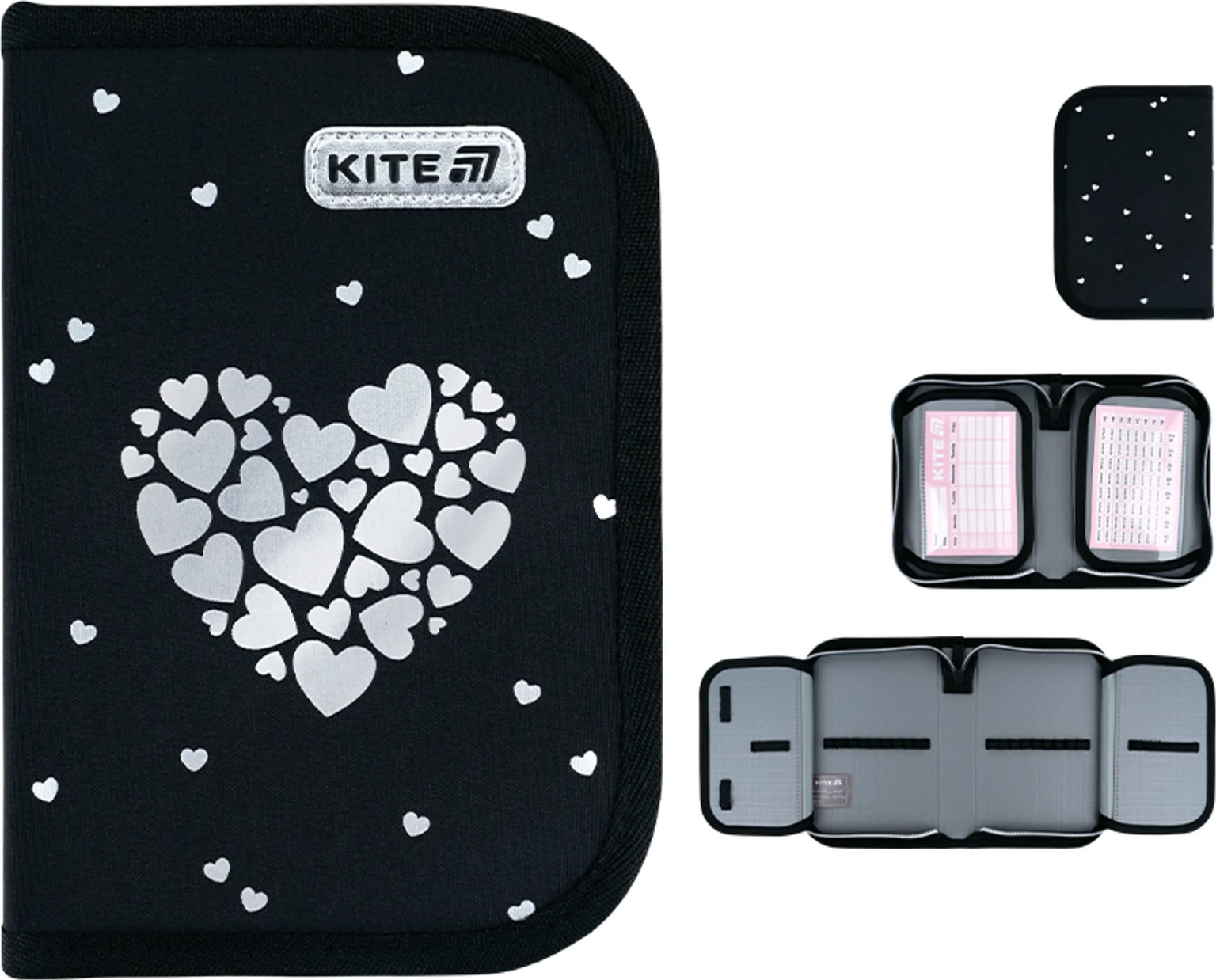 Пенал Kite Black&Silver 1 відділення, 2 відворота K26-622-5 95297 Німеччина