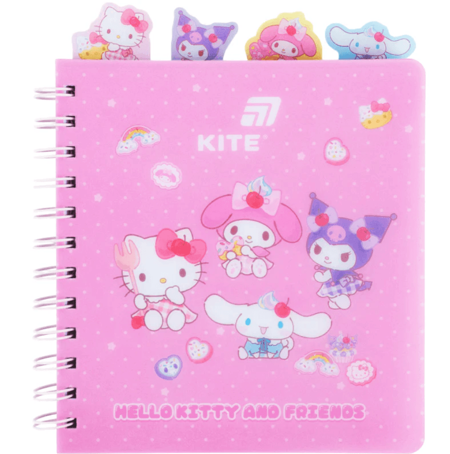 Блокнот з розділювачами на спіралі Kite Hello Kitty HK26-278, 80 арк., кл., пластикова обкладинка 96378 Німеччина