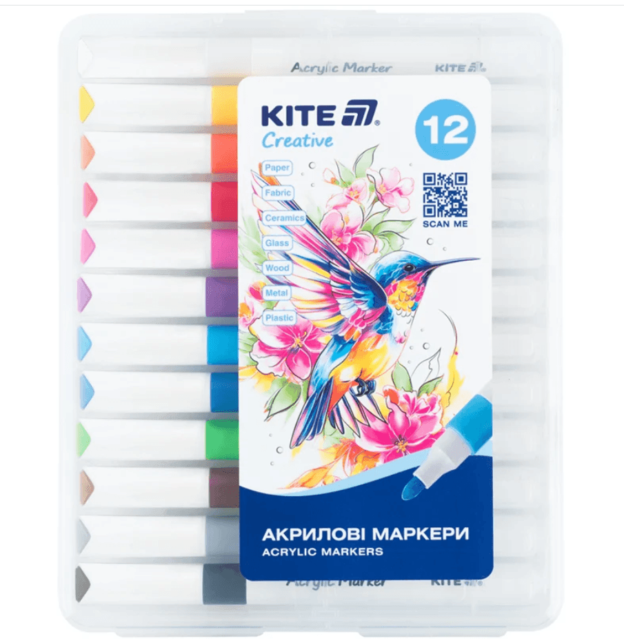 Маркери акрилові 12 кол. Kite Creative K-1290 97788 Німеччина