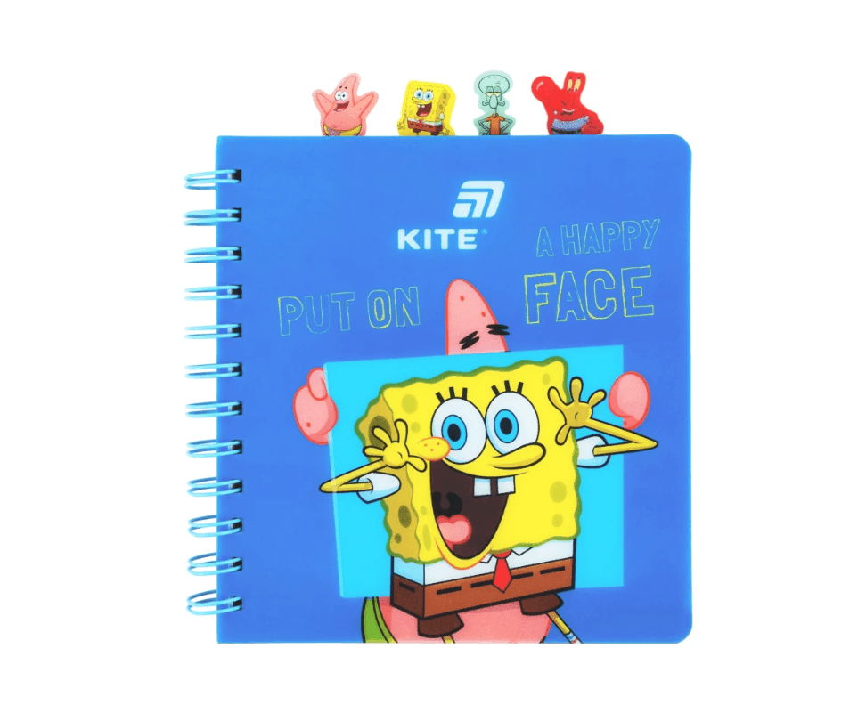 Блокнот з розділювачами на спіралі Sponge Bob SB26-278, 80 аркушів, клітинка, пластикова обкладинка 98240 Німеччина