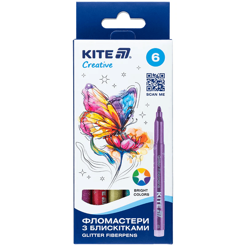 Фломастери з блискітками. набір 6шт, Kite Creative K-1147 87933 Германия