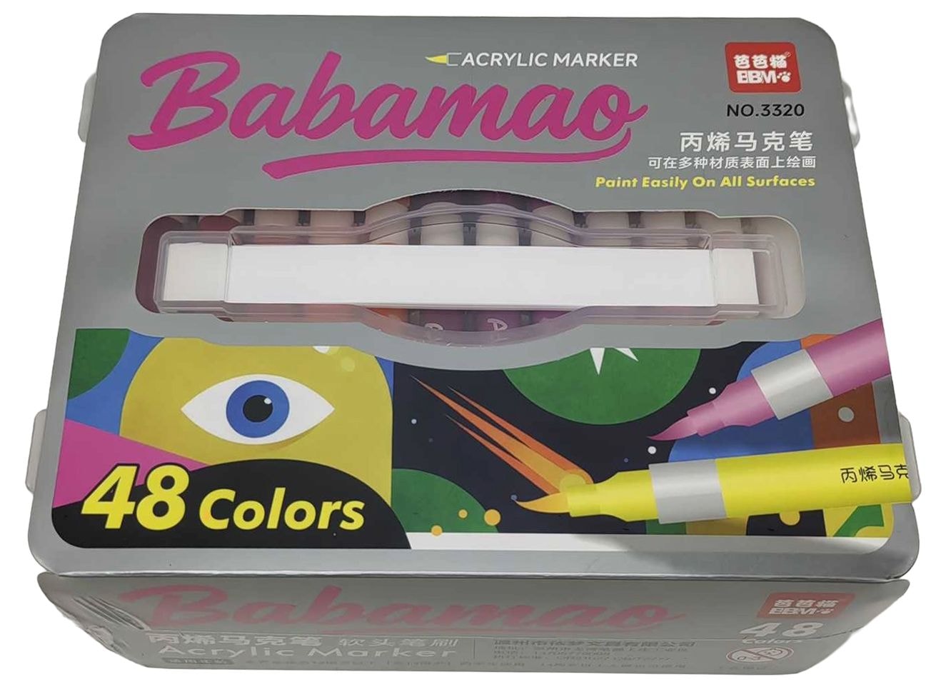 Маркер акриловий з м'яким пензлем 48 шт.Babamao 3320-48 96634 Китай